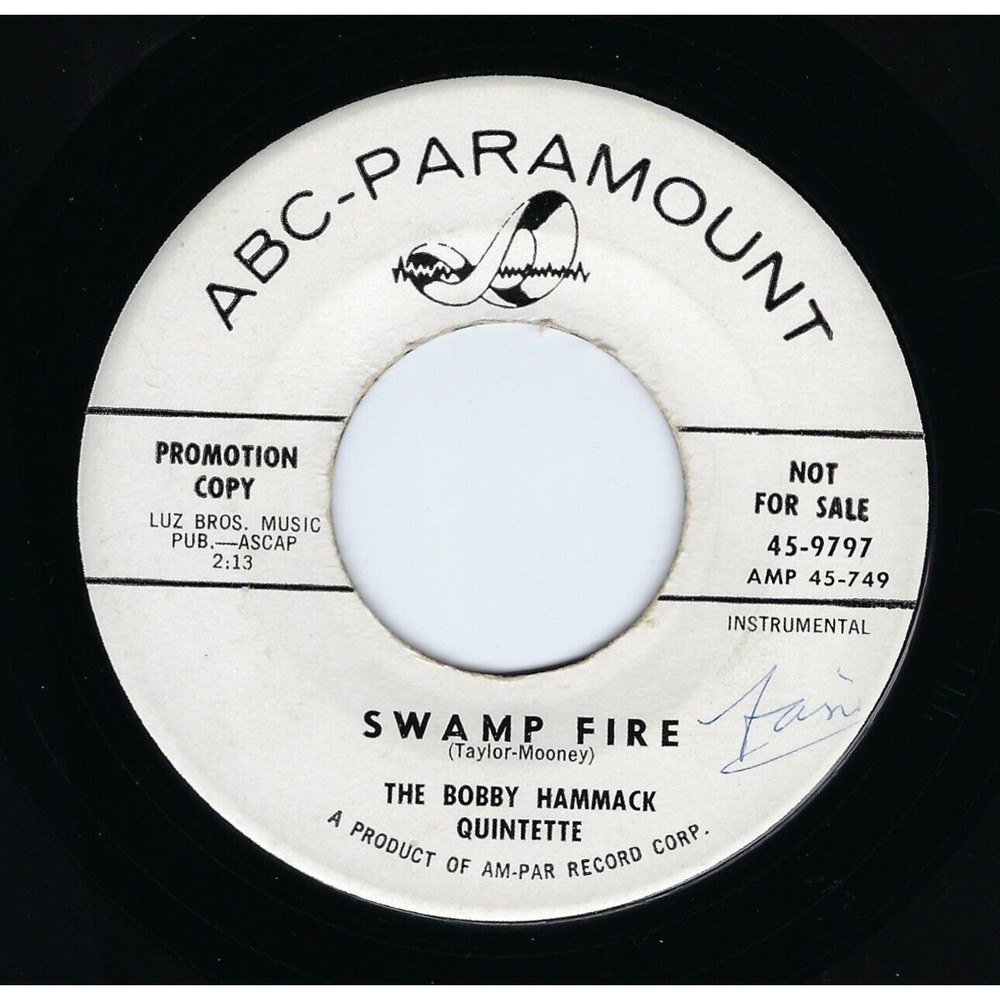 Bobby Hammack Quintette Promo Vinyl 45 Swamp Fire/Brazilian Hobo VG Jazz